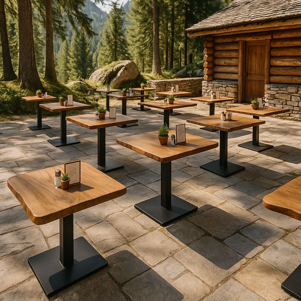 Gerçek Ağaç Ceviz Masa Paketi 50x50 Kare